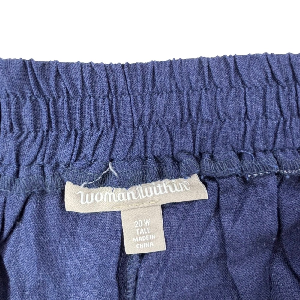 Woman Within 20W Tall Womens Blue Linen Blend‎ Elastic Waist Pull On Pants NWOT - Picture 7 of 13